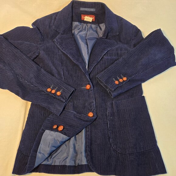 VINTAGE La Rose Old Money Academia Navy Blue Corduroy Blazer Size S/M LIKE NEW! - Picture 7 of 16